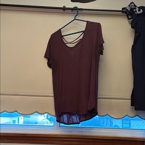 Chic Burgundy Top with Crisscross Detail
